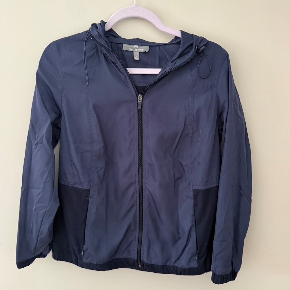 T by Talbots Women's Navy Blue Hooded Lightweight Jacket Size P